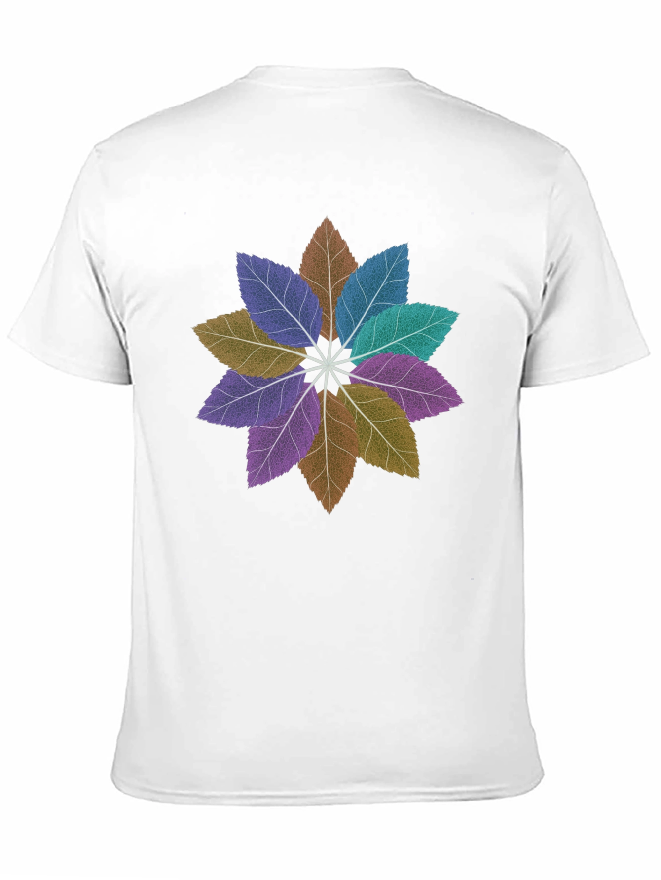 Floral Leaves Mandala Black T-Shirt