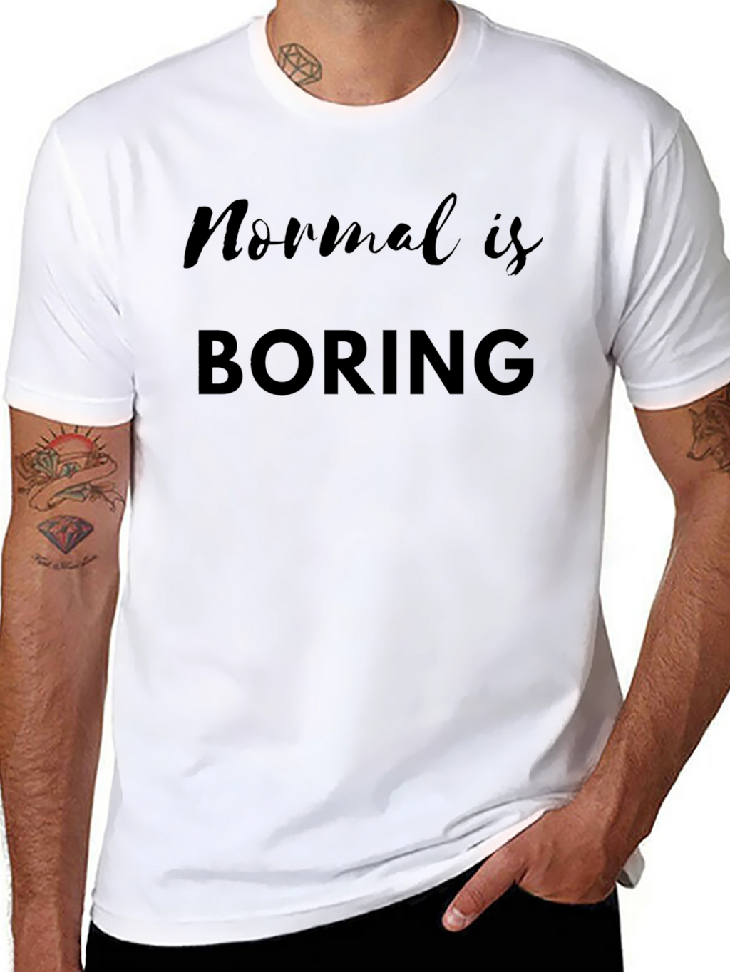 Normal is Boring Black Graphic T-Shirt
