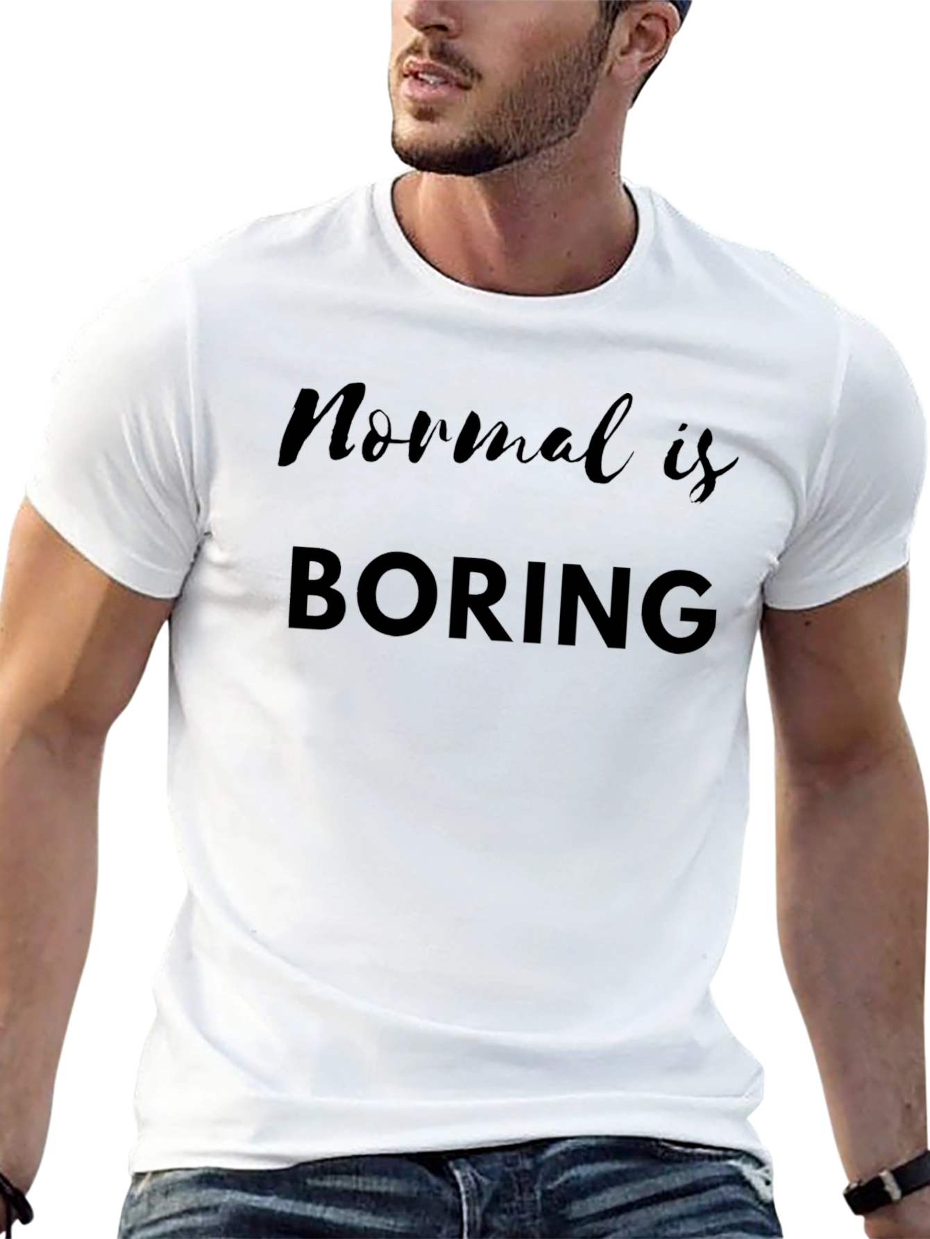 Normal is Boring Black Graphic T-Shirt