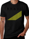 Brave Graphic Tee - Modern Striped Design Black