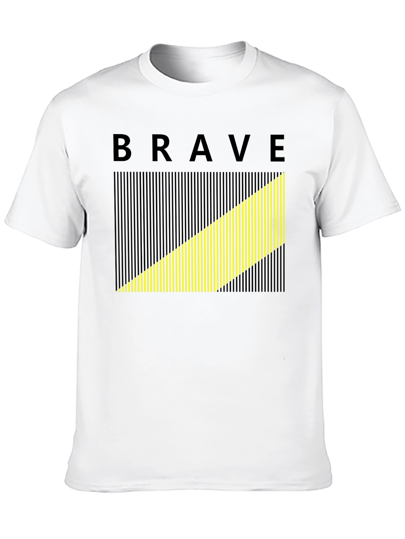 Brave Graphic Tee - Modern Striped Design Black