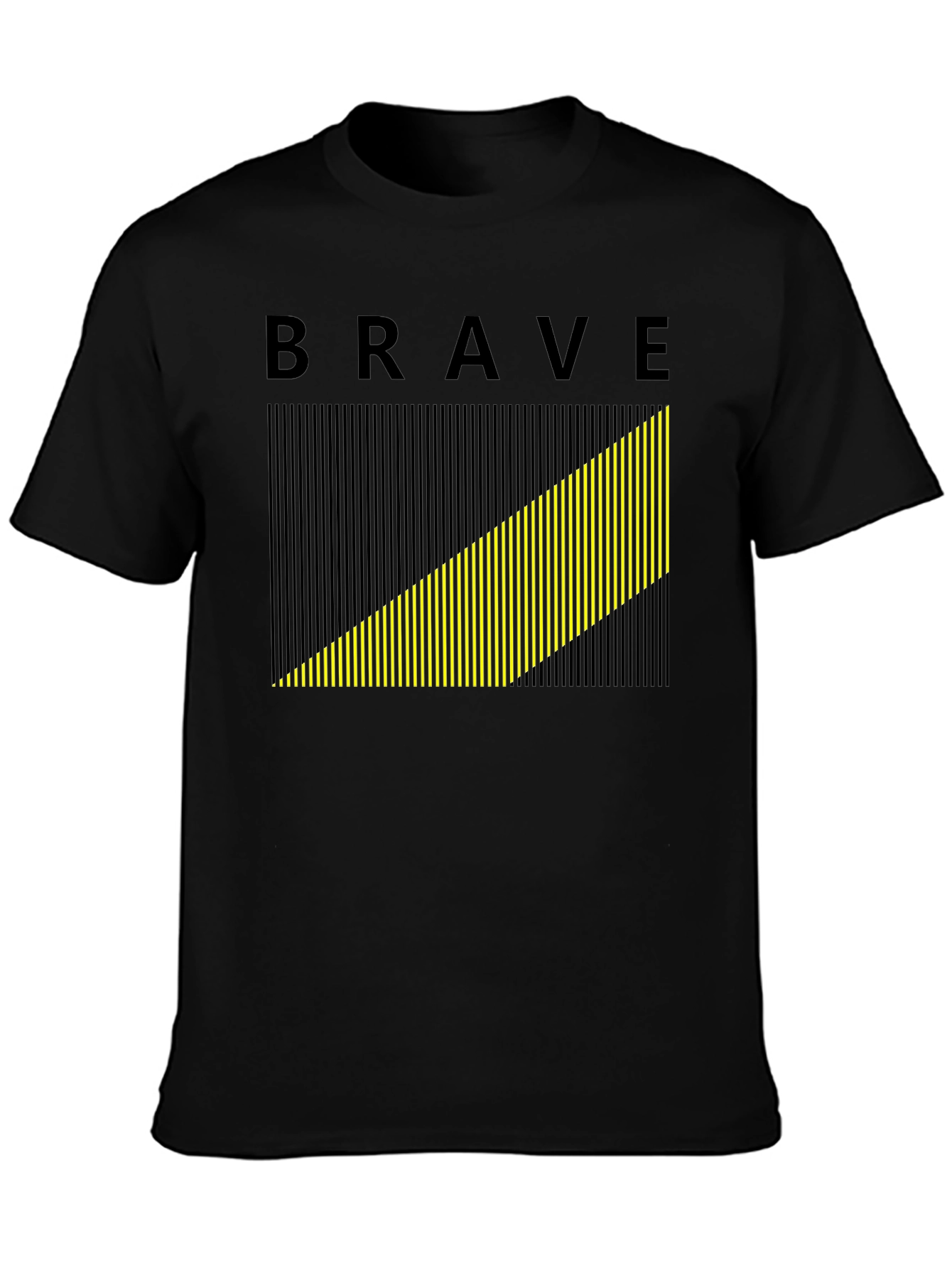Brave Graphic Tee - Modern Striped Design Black