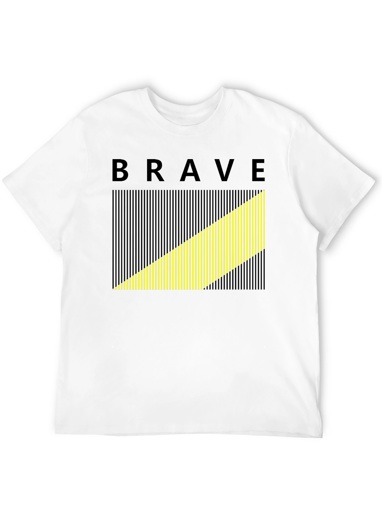 Brave Graphic Tee - Modern Striped Design Black