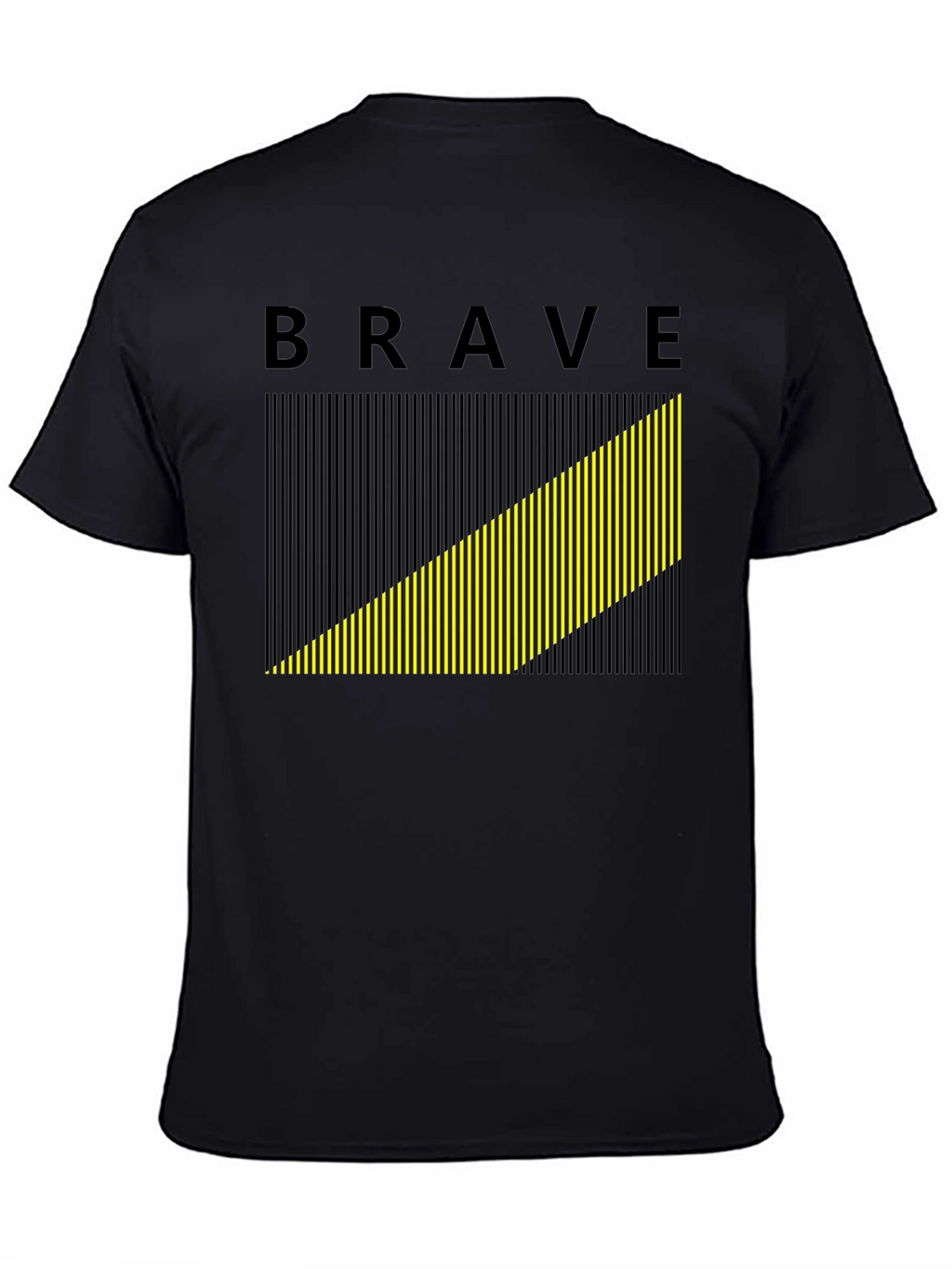 Brave Graphic Tee - Modern Striped Design Black