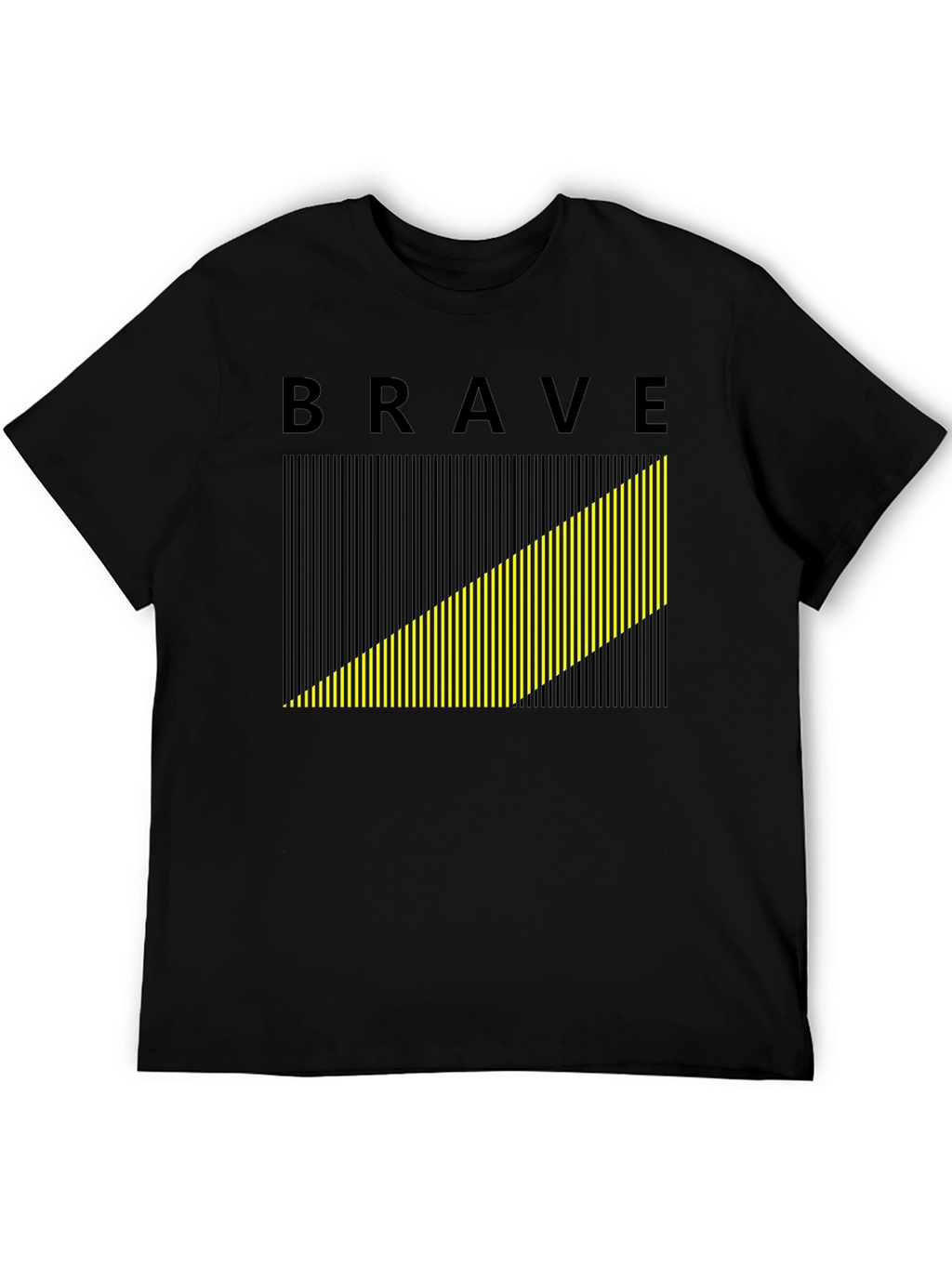 Brave Graphic Tee - Modern Striped Design Black