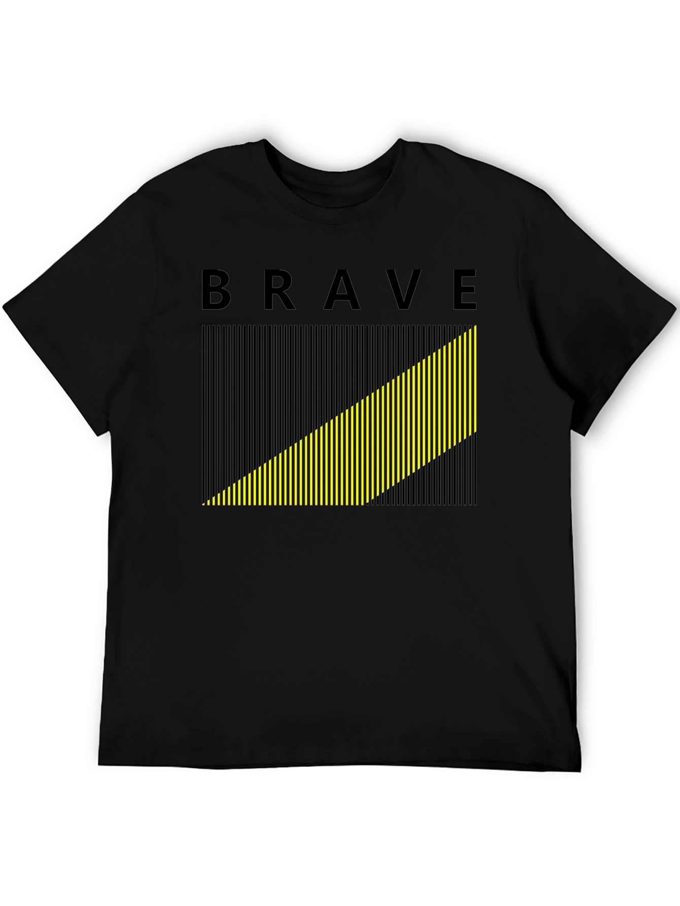 Brave Graphic Tee - Modern Striped Design Black