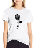 Rose & Thorns Graphic Tee - Black Cotton