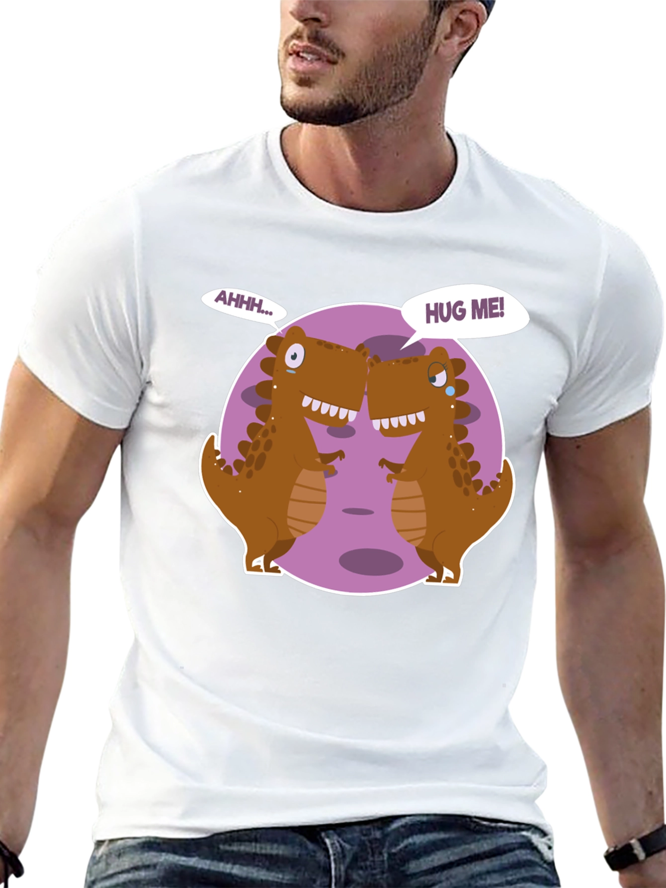 Dino Hugs Graphic Tee - Funny T-Rex T-Shirt