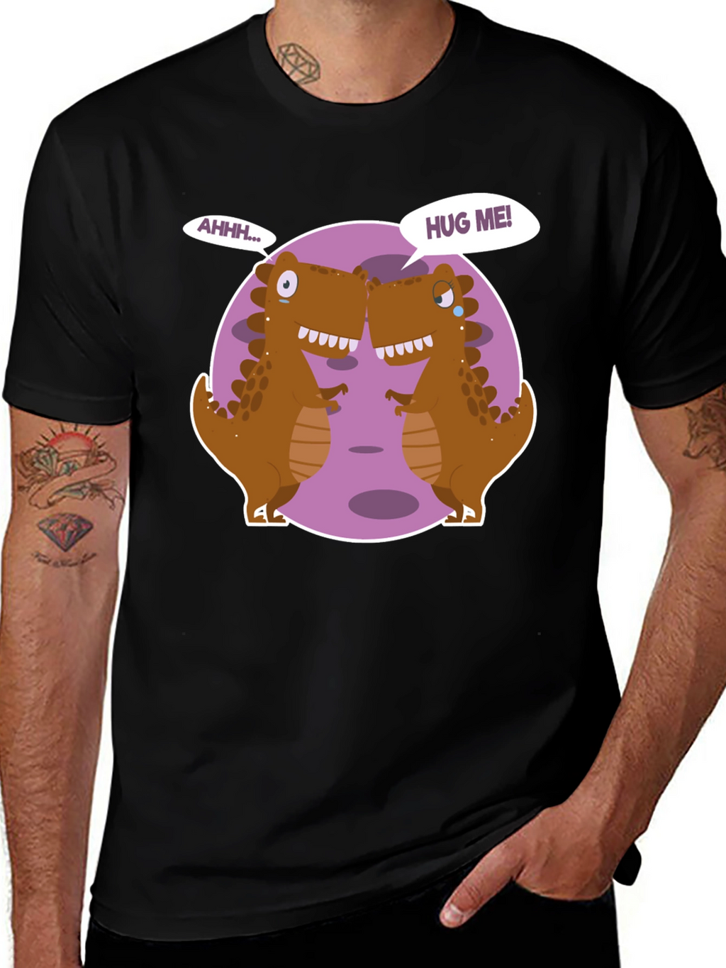Dino Hugs Graphic Tee - Funny T-Rex T-Shirt