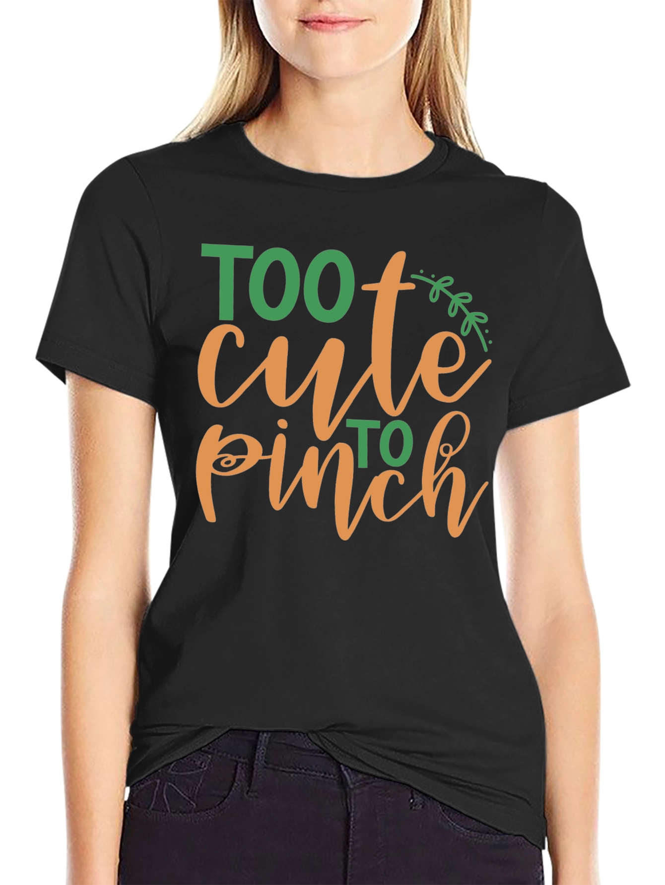 Too Cute to Pinch St. Patricks Day Black T-Shirt