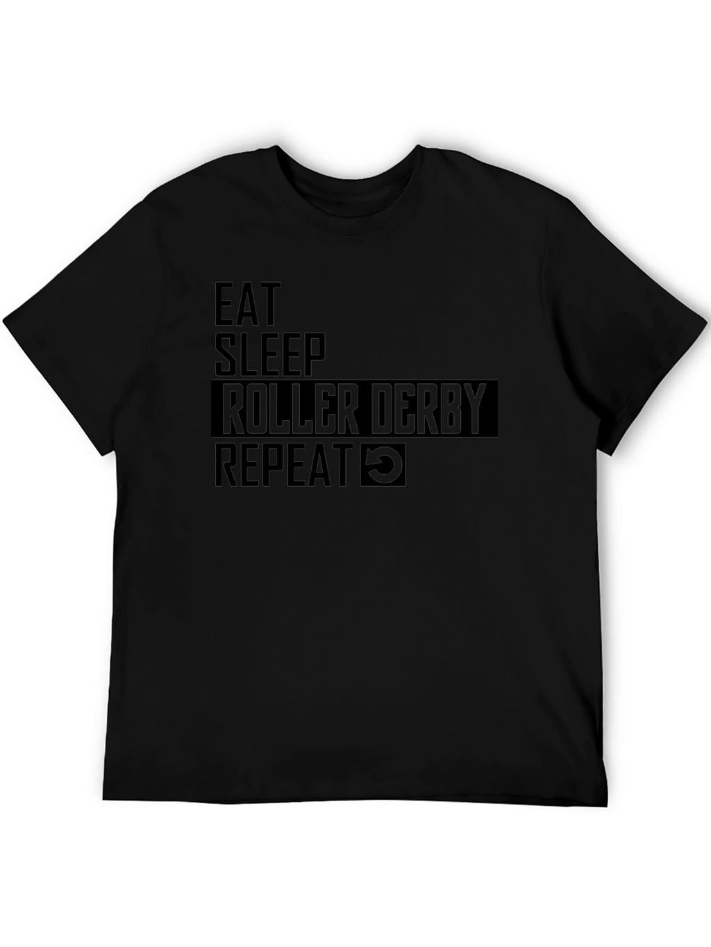 Eat Sleep Roller Derby Repeat Black T-Shirt
