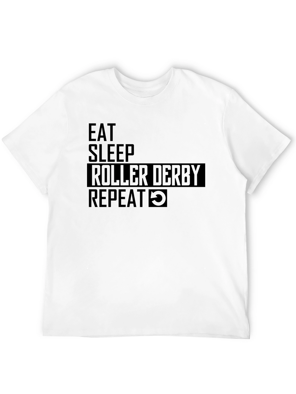 Eat Sleep Roller Derby Repeat Black T-Shirt