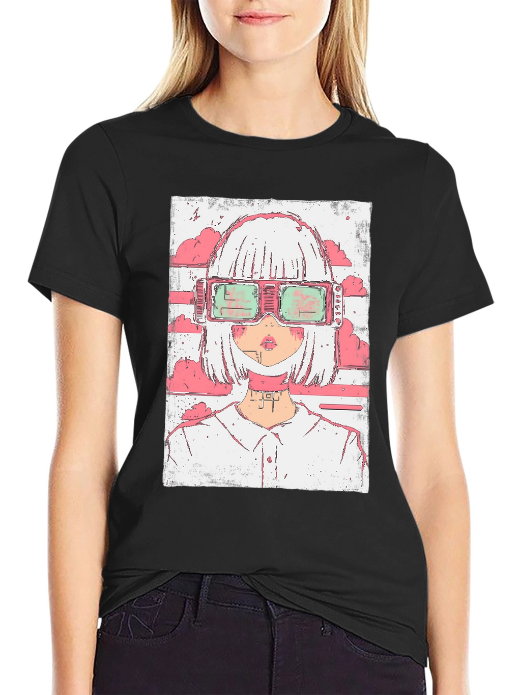 Anime Girl Cyberpunk Style Graphic T-Shirt