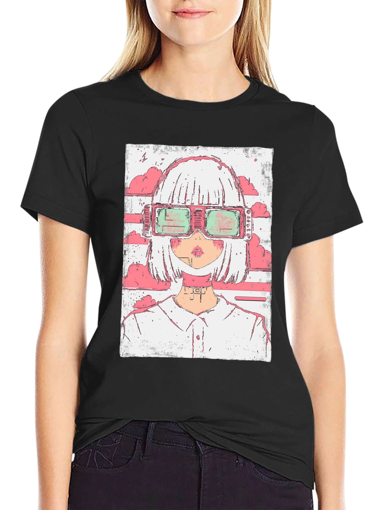 Anime Girl Cyberpunk Style Graphic T-Shirt