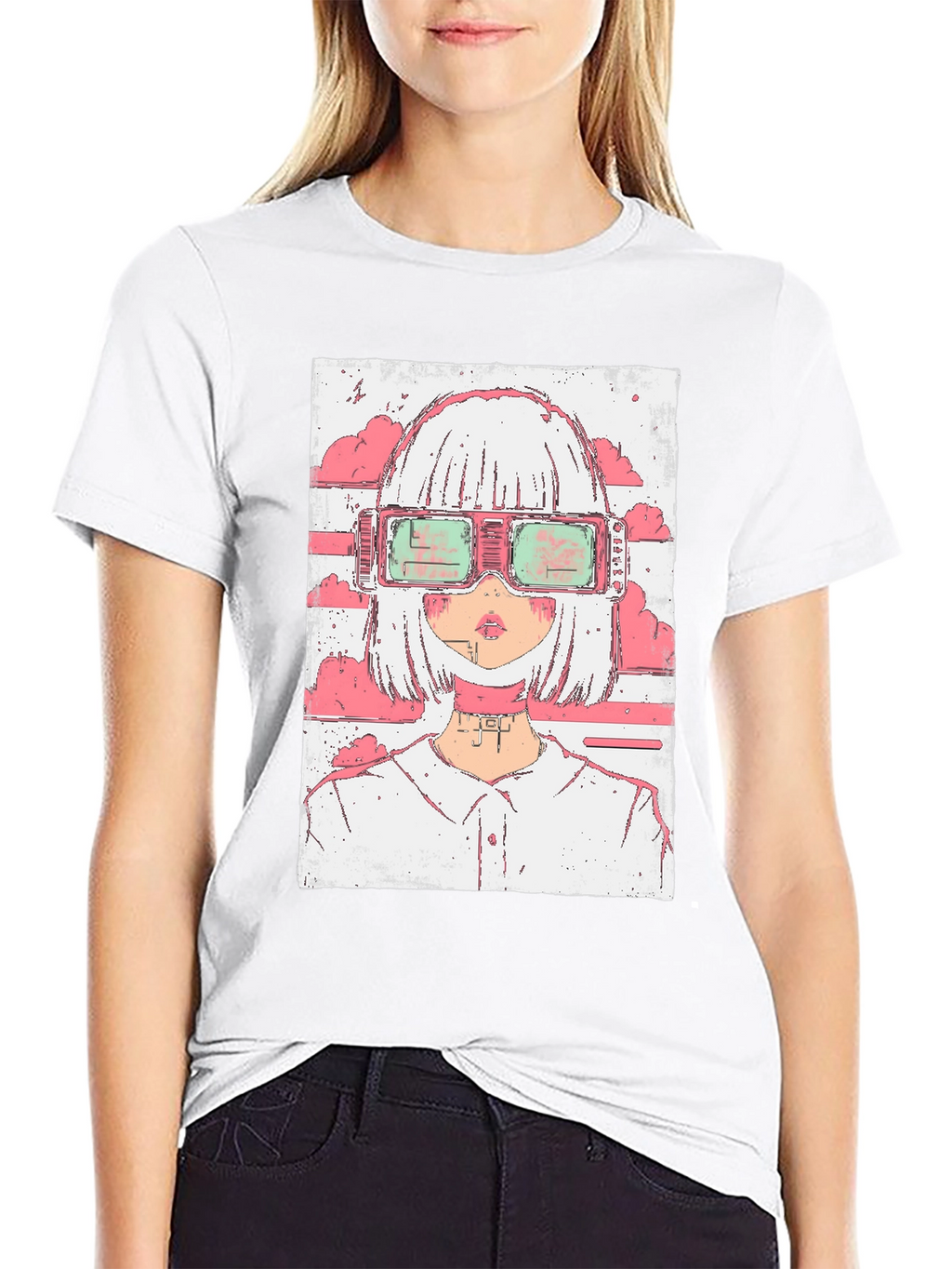 Anime Girl Cyberpunk Style Graphic T-Shirt