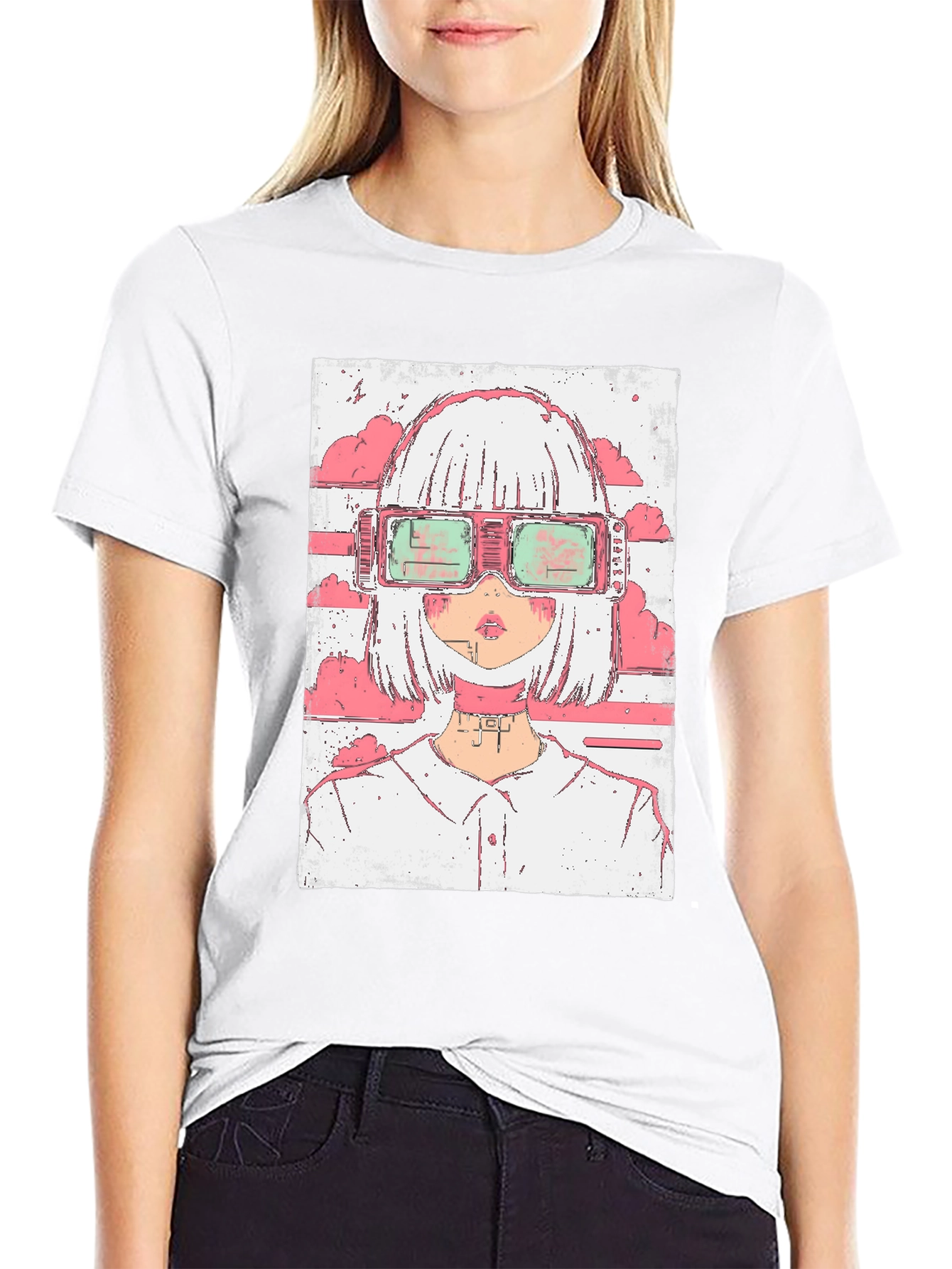 Anime Girl Cyberpunk Style Graphic T-Shirt
