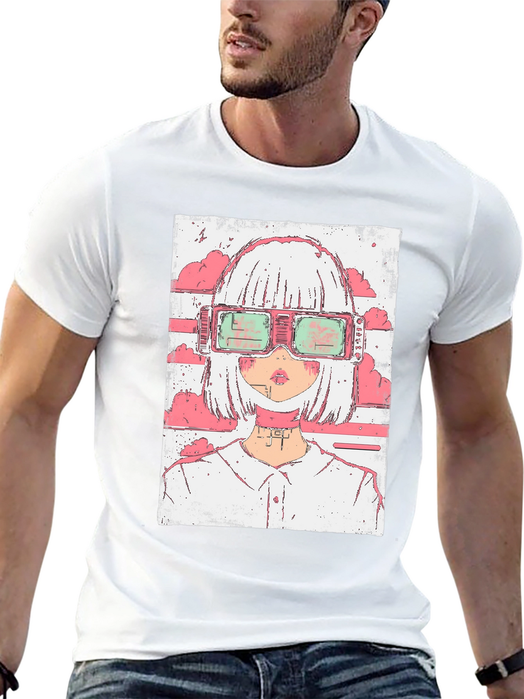 Anime Girl Cyberpunk Style Graphic T-Shirt
