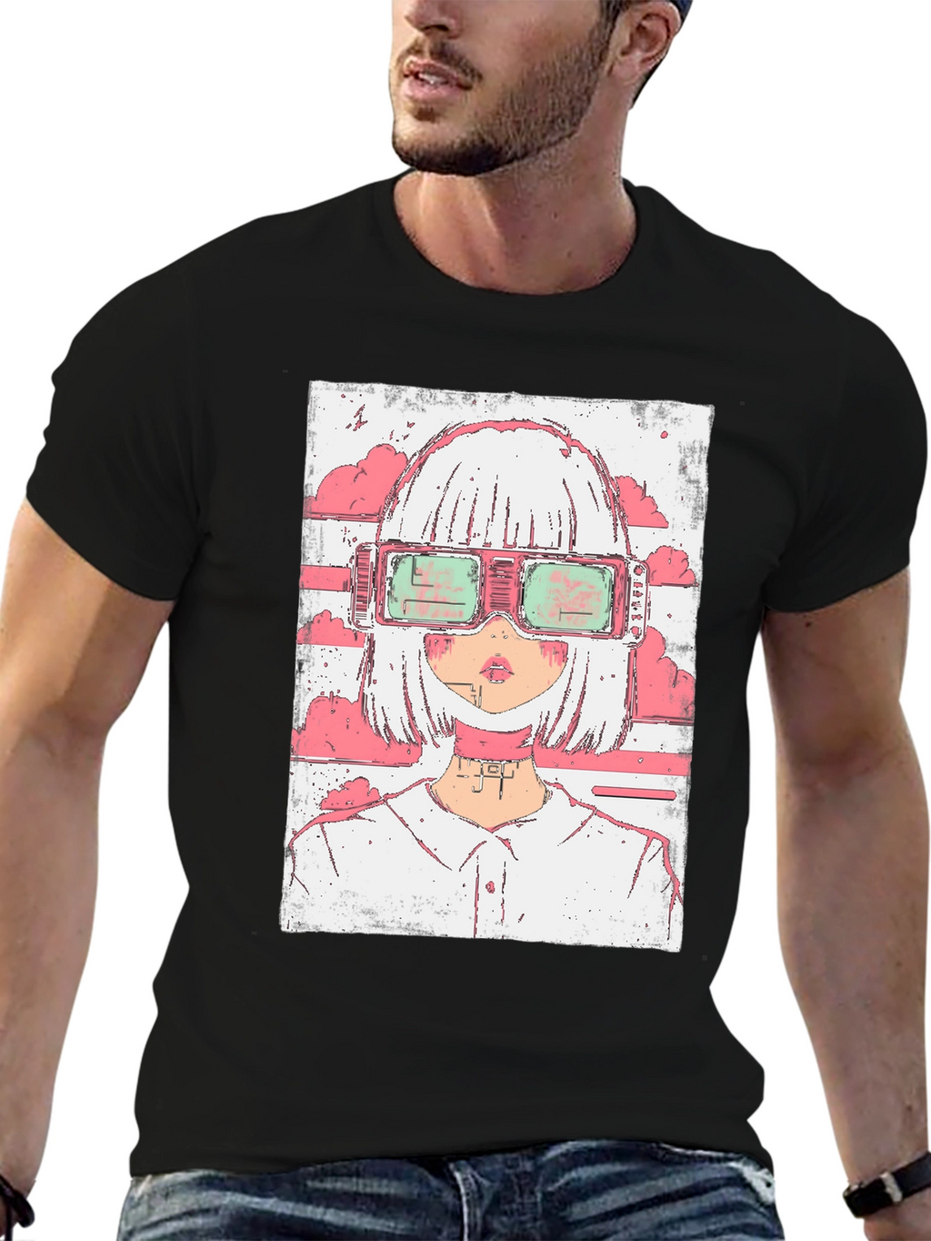 Anime Girl Cyberpunk Style Graphic T-Shirt
