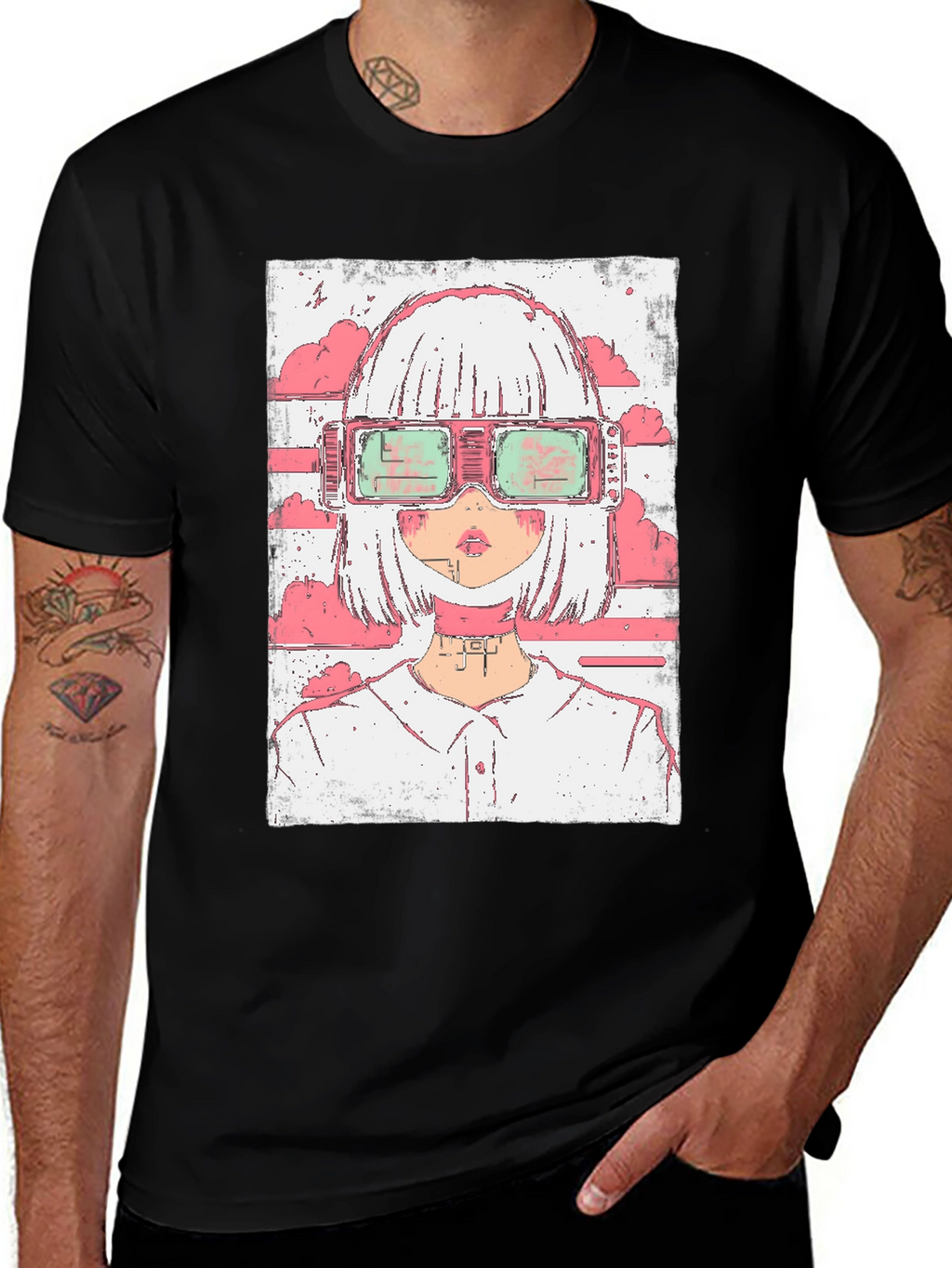 Anime Girl Cyberpunk Style Graphic T-Shirt