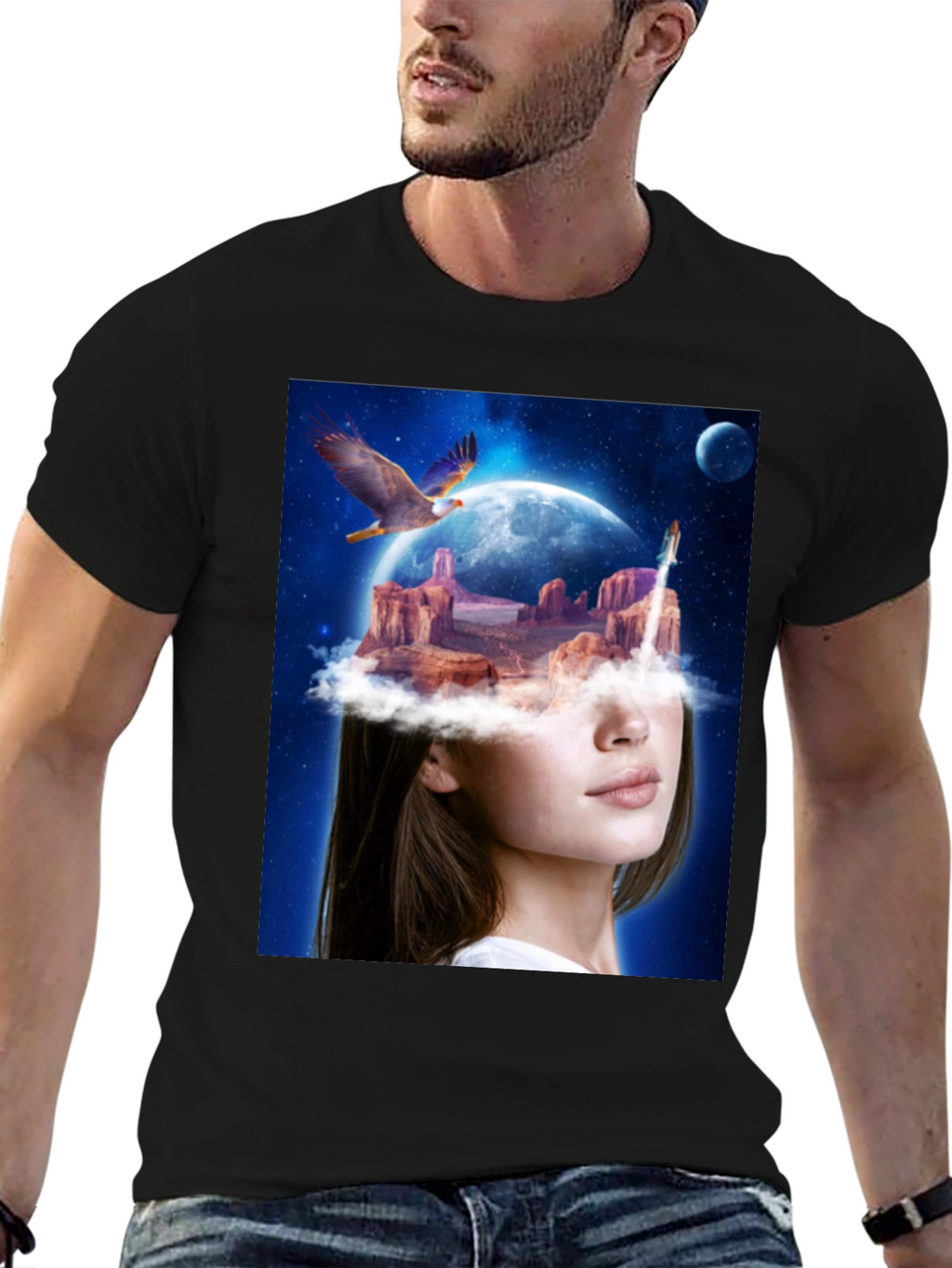 Surreal Dreamscape Graphic Tee - Unique Artistic T-Shirt