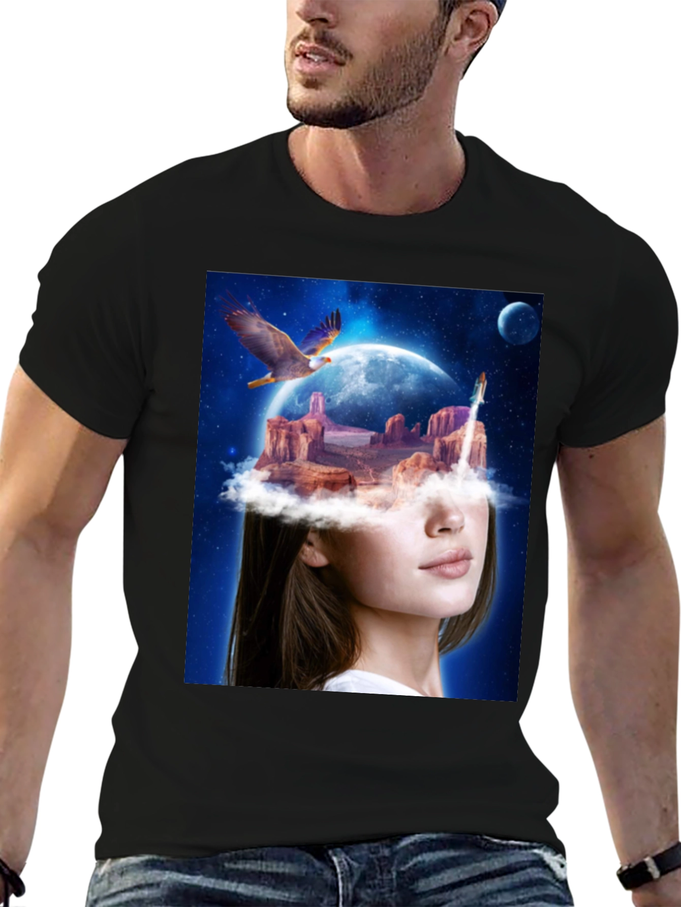 Surreal Dreamscape Graphic Tee - Unique Artistic T-Shirt