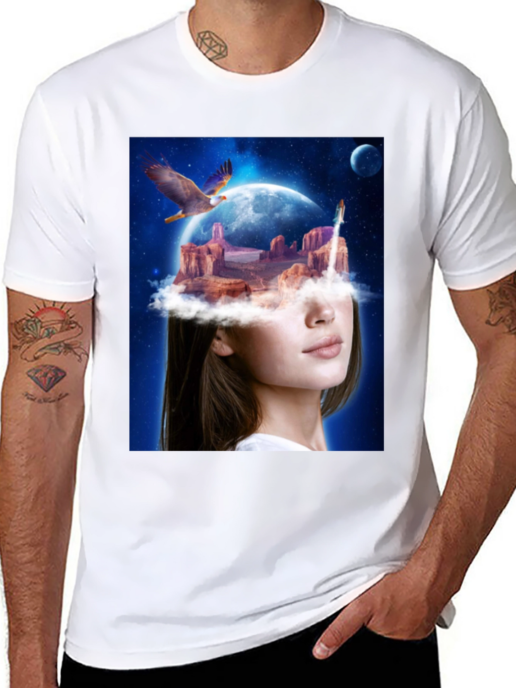 Surreal Dreamscape Graphic Tee - Unique Artistic T-Shirt