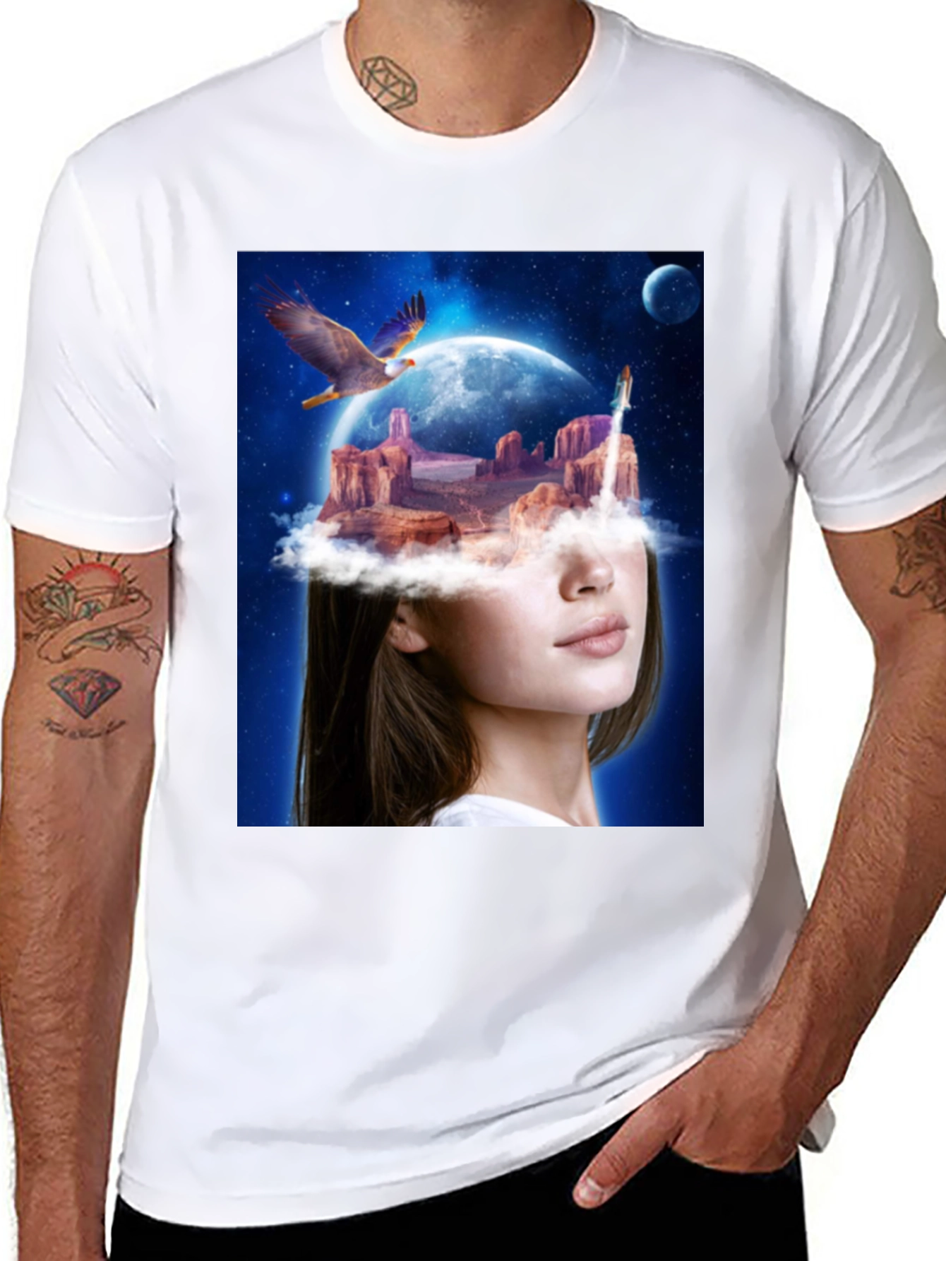 Surreal Dreamscape Graphic Tee - Unique Artistic T-Shirt