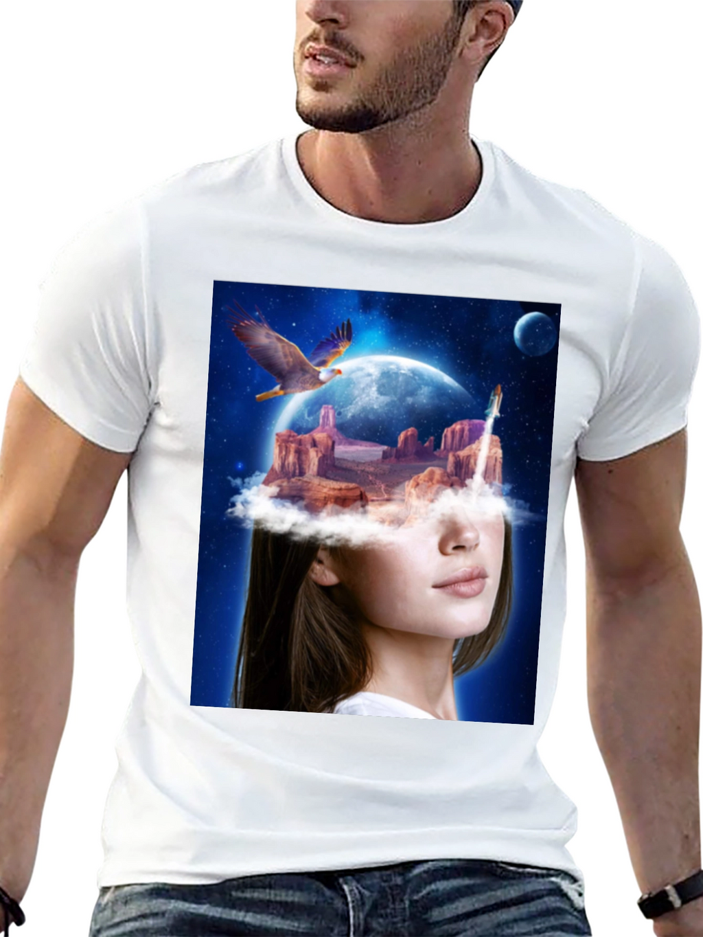 Surreal Dreamscape Graphic Tee - Unique Artistic T-Shirt