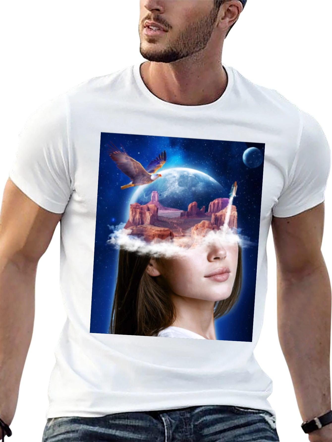 Surreal Dreamscape Graphic Tee - Unique Artistic T-Shirt