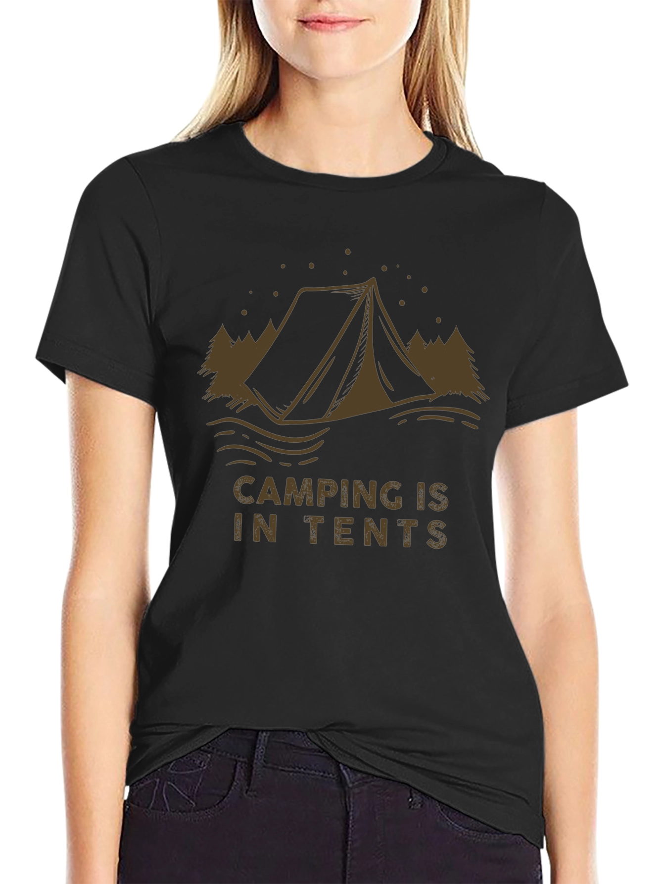 Camping is in Tents Graphic Tee - Black