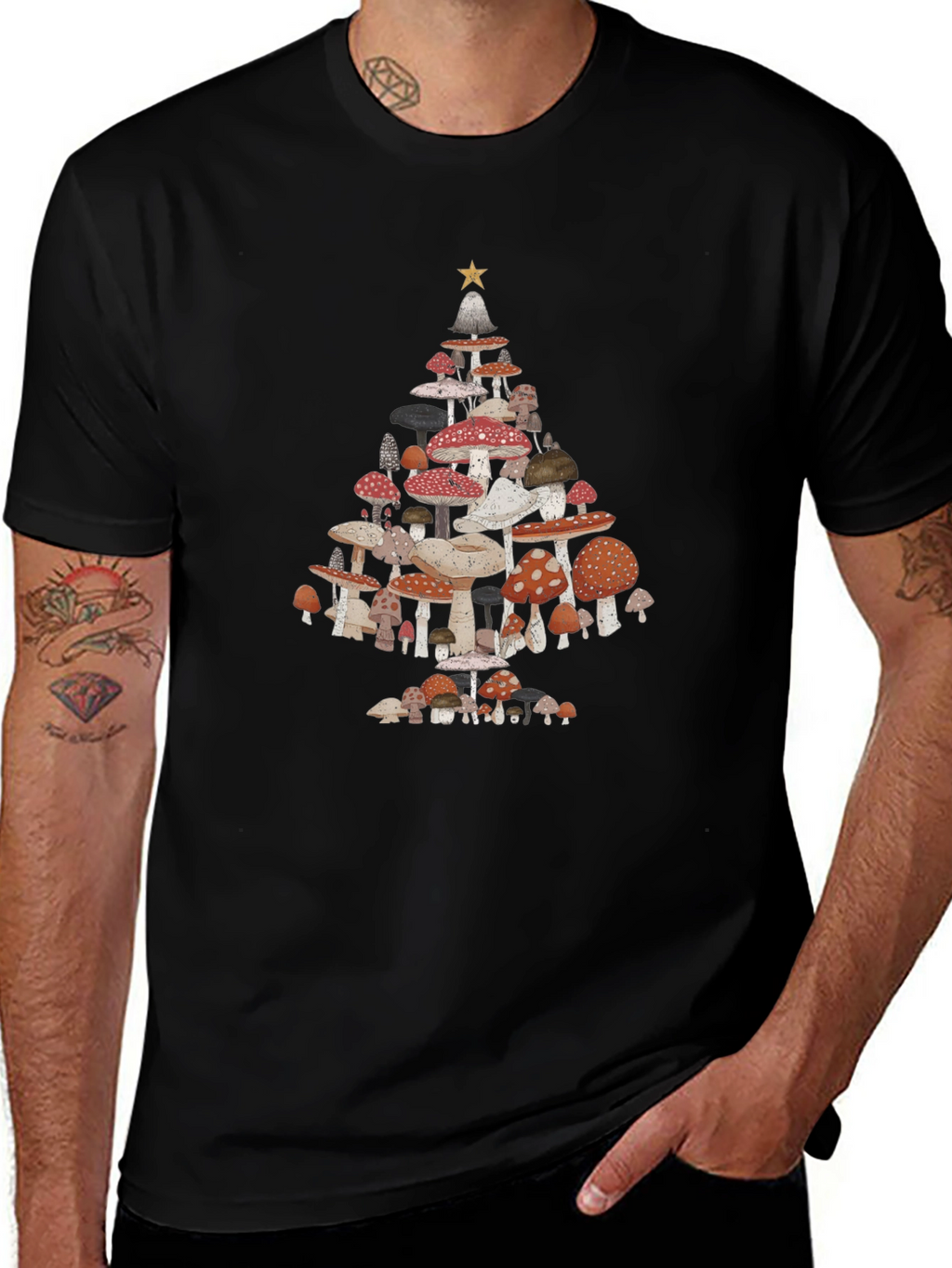 Mushroom Christmas Tree Graphic Tee