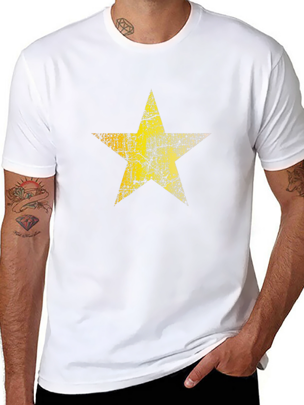 Distressed Star Graphic Black Tee
