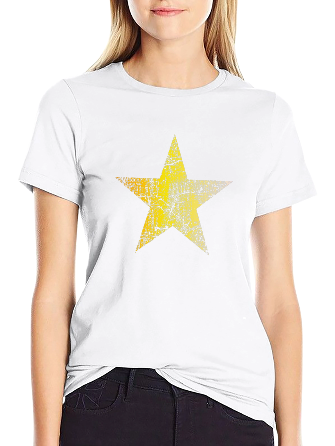 Distressed Star Graphic Black Tee
