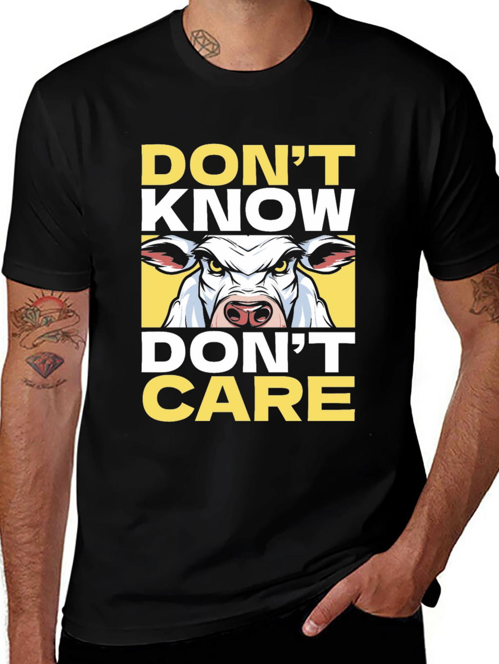 Dont Know Dont Care Cow Graphic T-Shirt