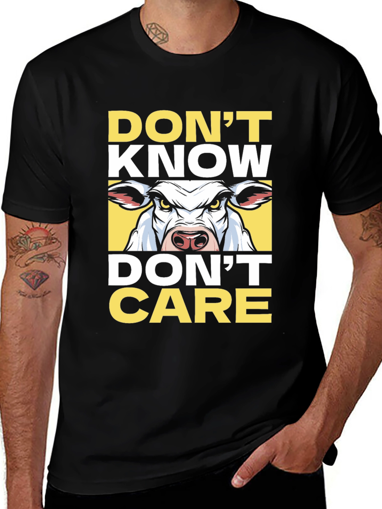 Dont Know Dont Care Cow Graphic T-Shirt