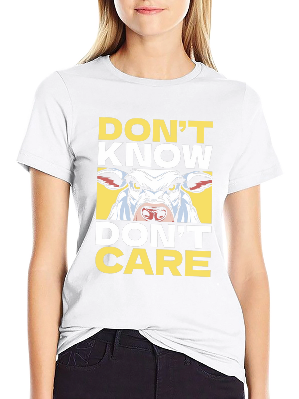 Dont Know Dont Care Cow Graphic T-Shirt
