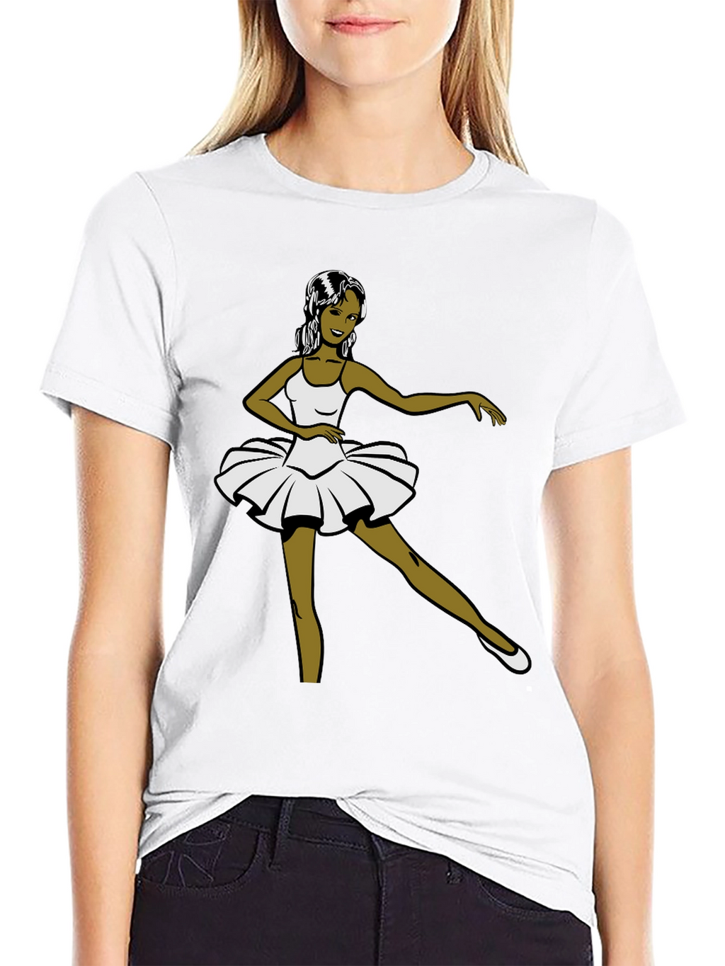Ballerina Graphic Tee - Black Cotton T-Shirt