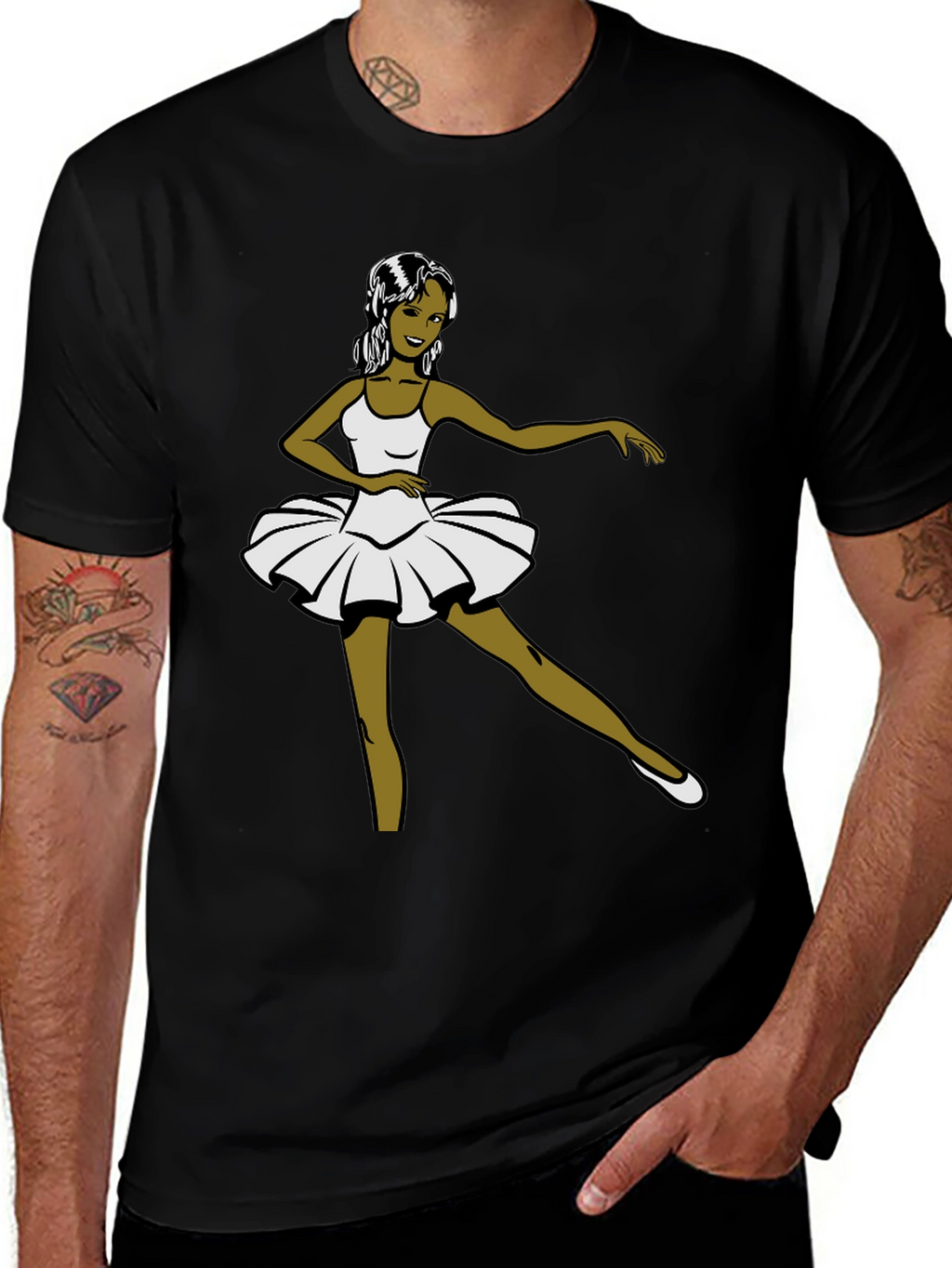 Ballerina Graphic Tee - Black Cotton T-Shirt