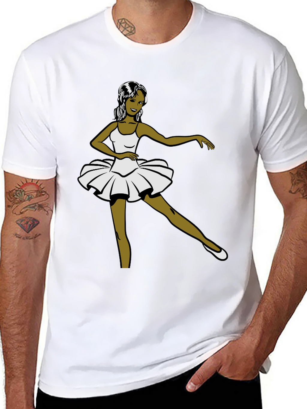 Ballerina Graphic Tee - Black Cotton T-Shirt