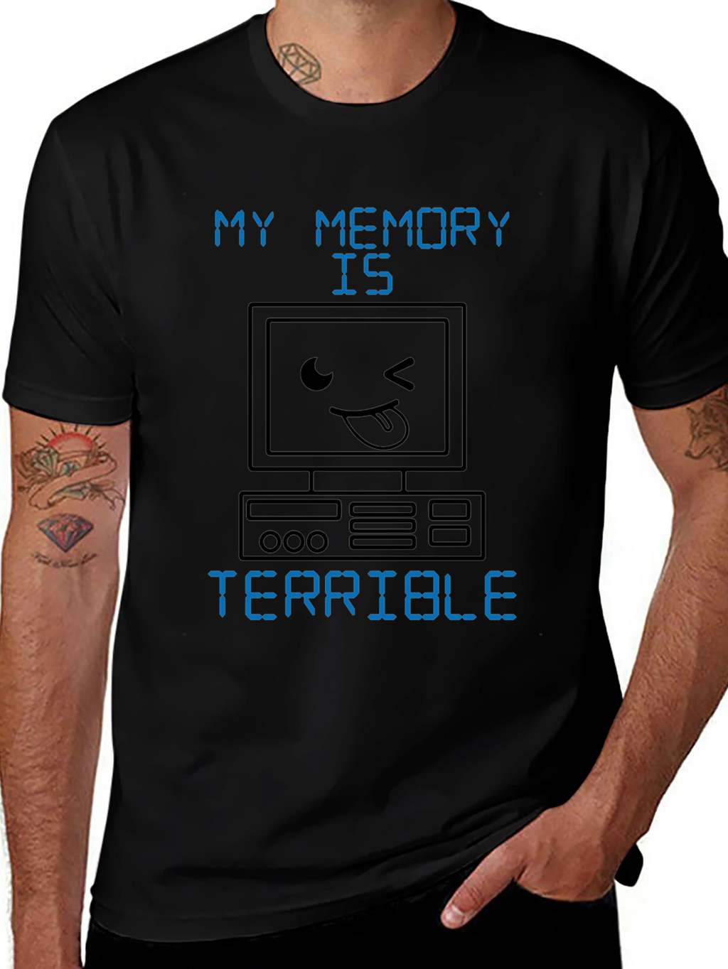 Funny Memory Terrible Computer Black T-Shirt