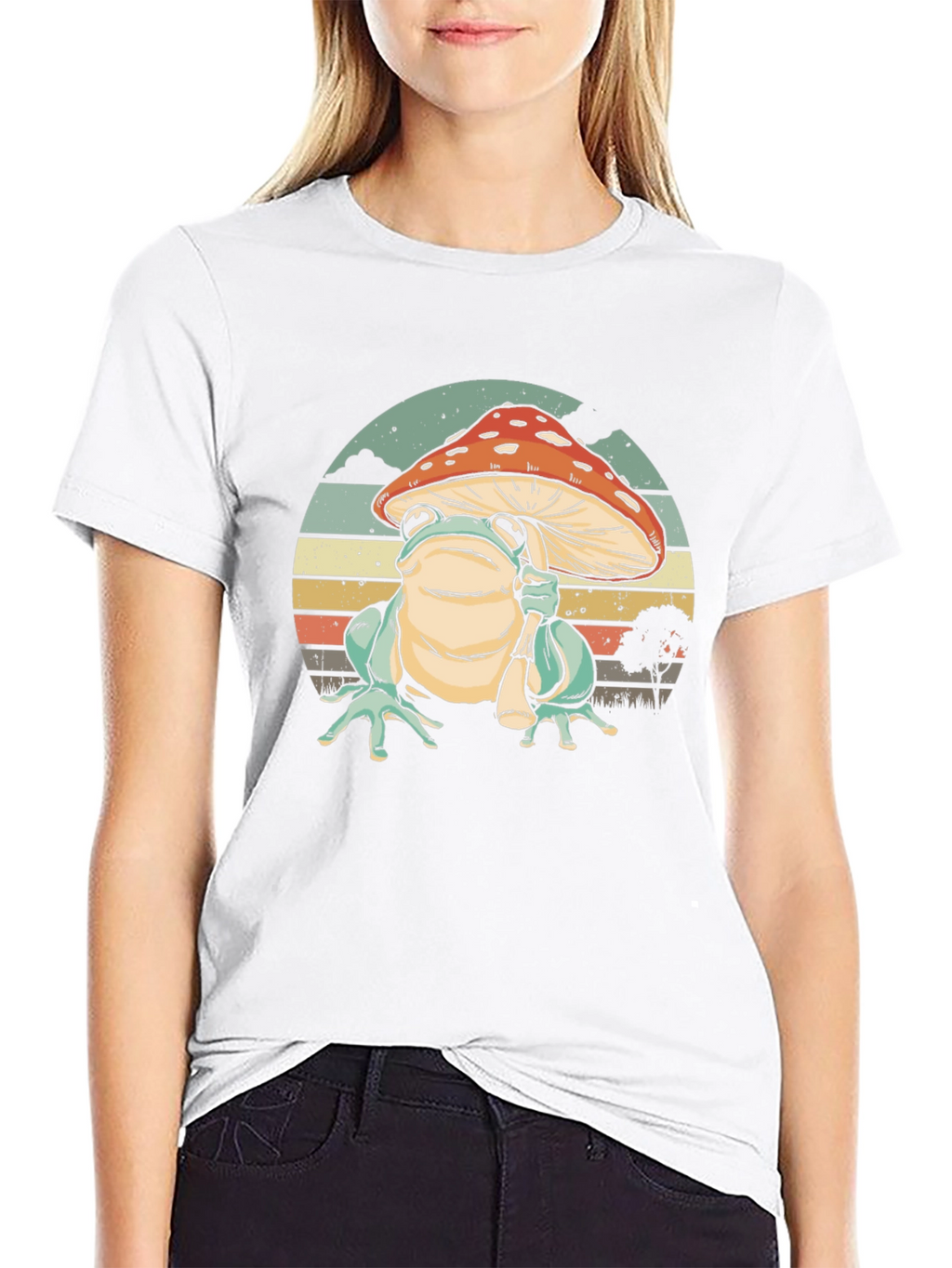 Frog with Mushroom Hat Graphic T-Shirt