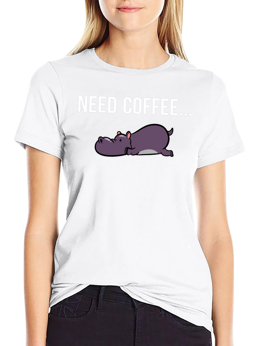 Need Coffee Hippo Graphic Tee - Black T-Shirt