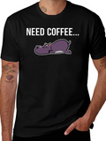 Need Coffee Hippo Graphic Tee - Black T-Shirt