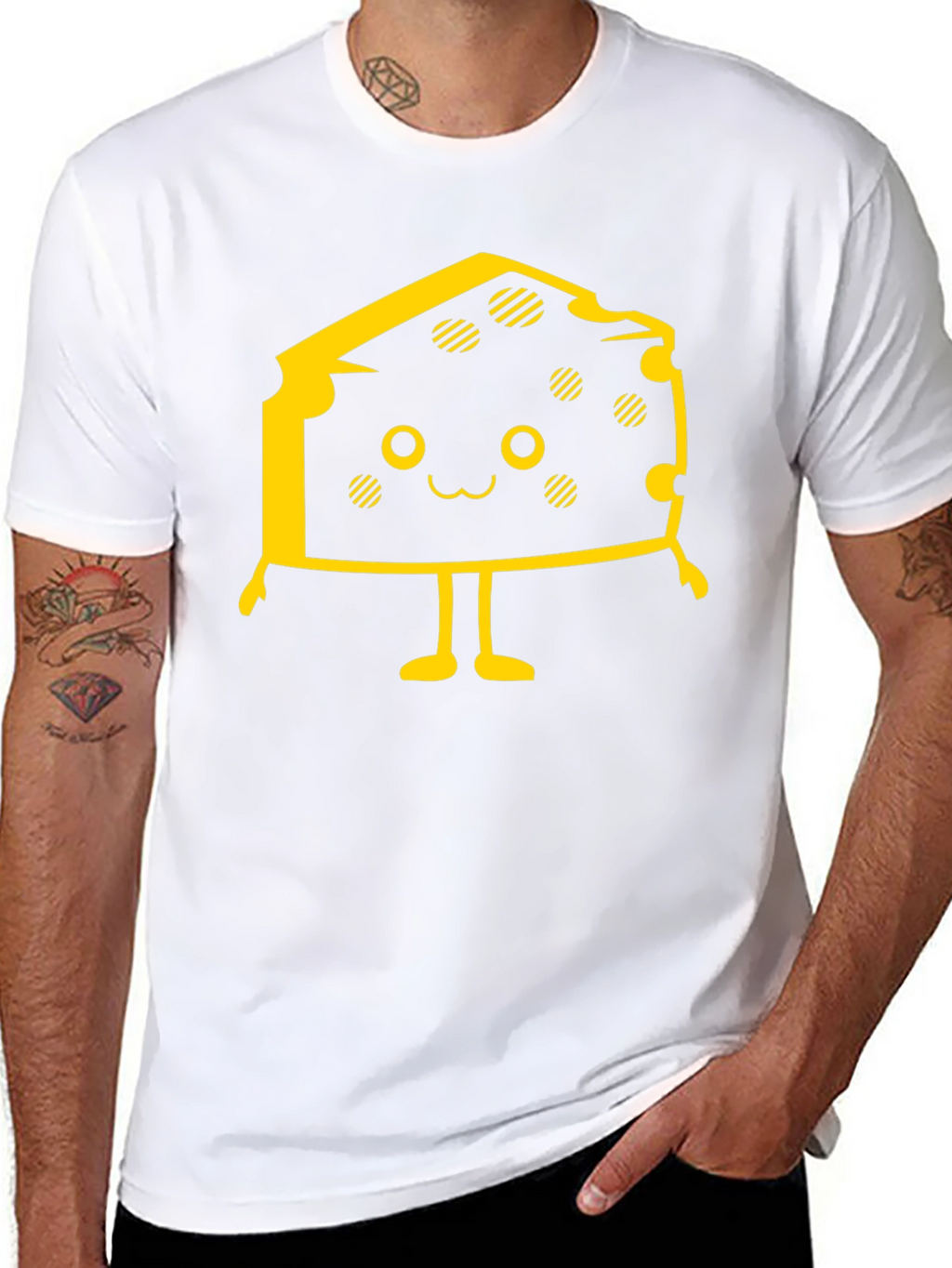 Cute Cheese Character Black T-Shirt
