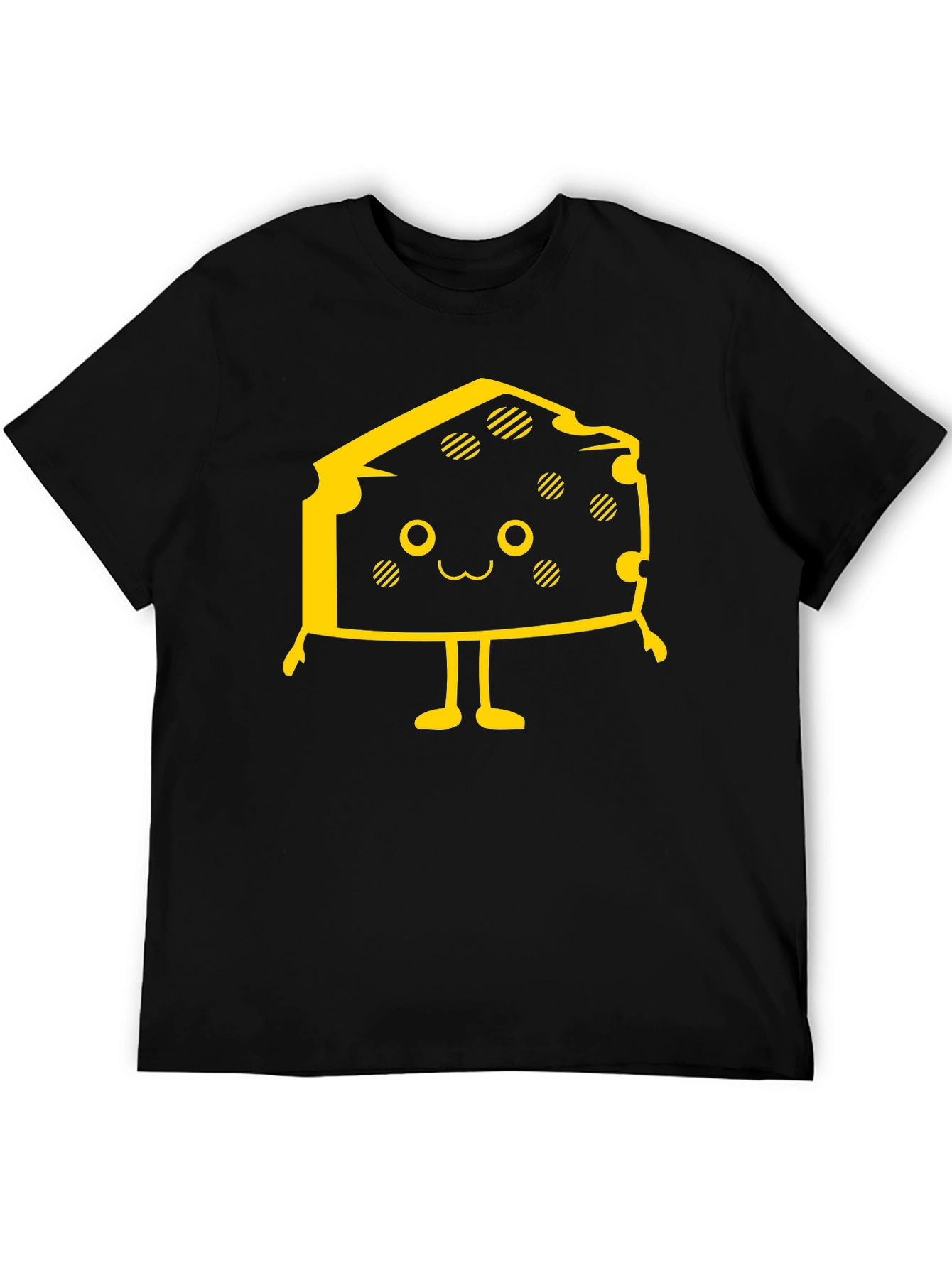 Cute Cheese Character Black T-Shirt