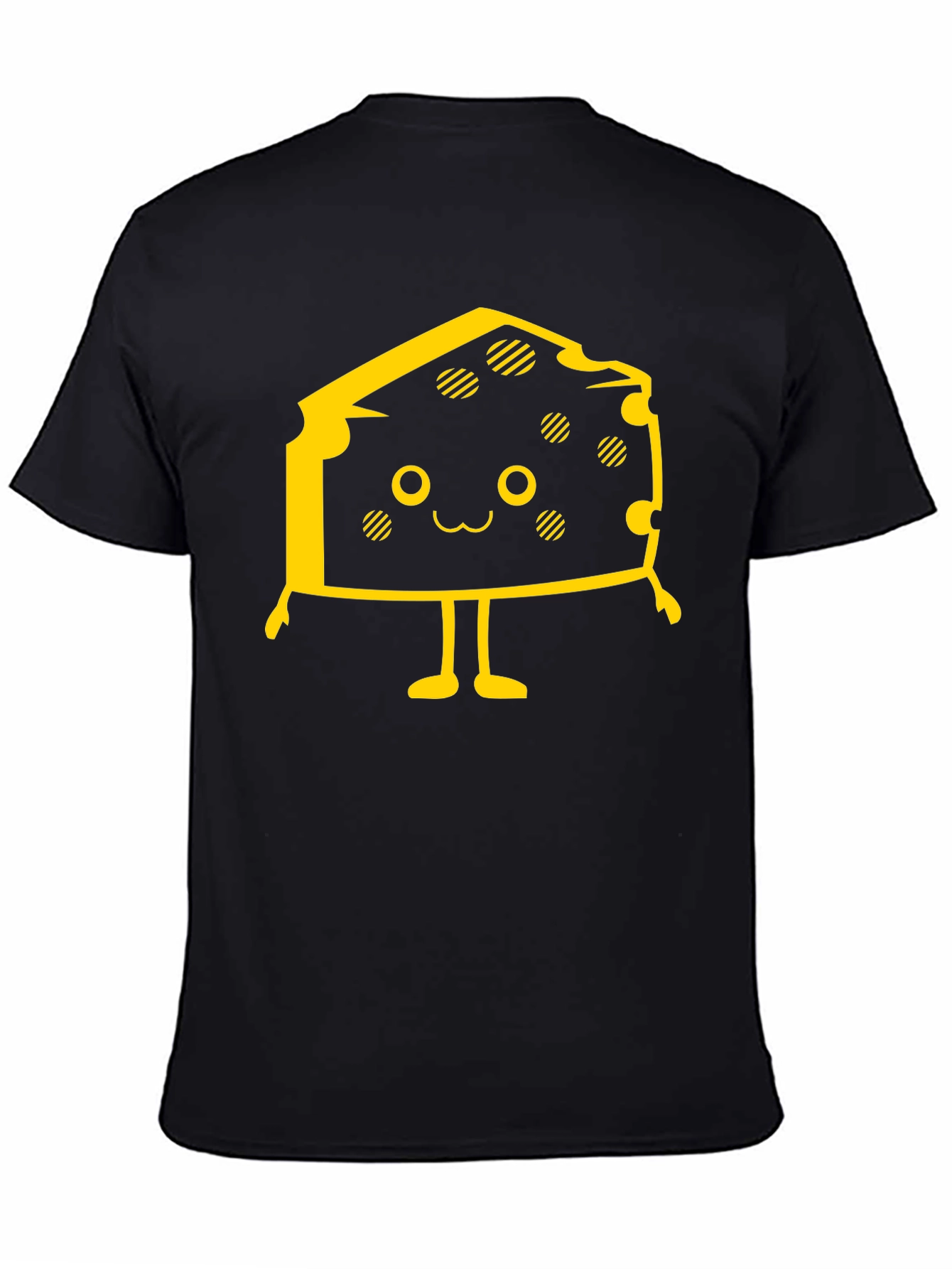 Cute Cheese Character Black T-Shirt