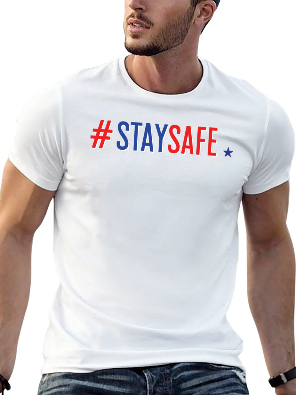 #StaySafe Patriotic Tee - Mens Black T-Shirt