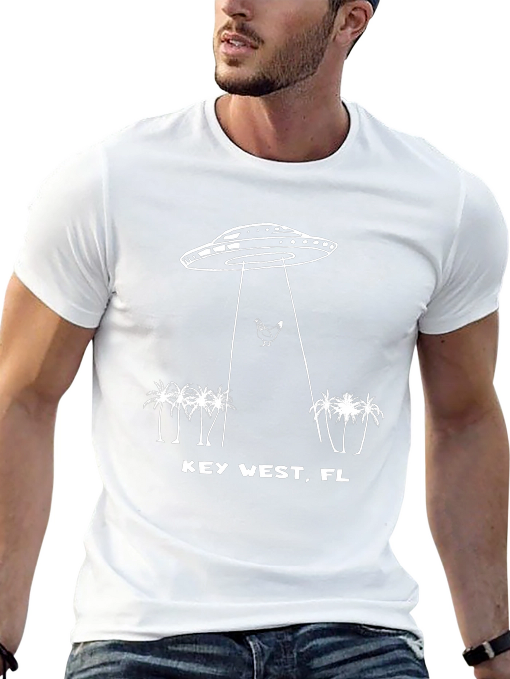 Key West UFO Chicken Abduction Graphic Tee