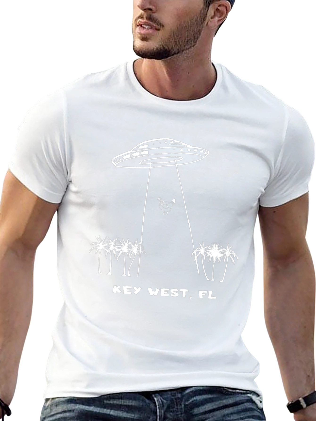 Key West UFO Chicken Abduction Graphic Tee