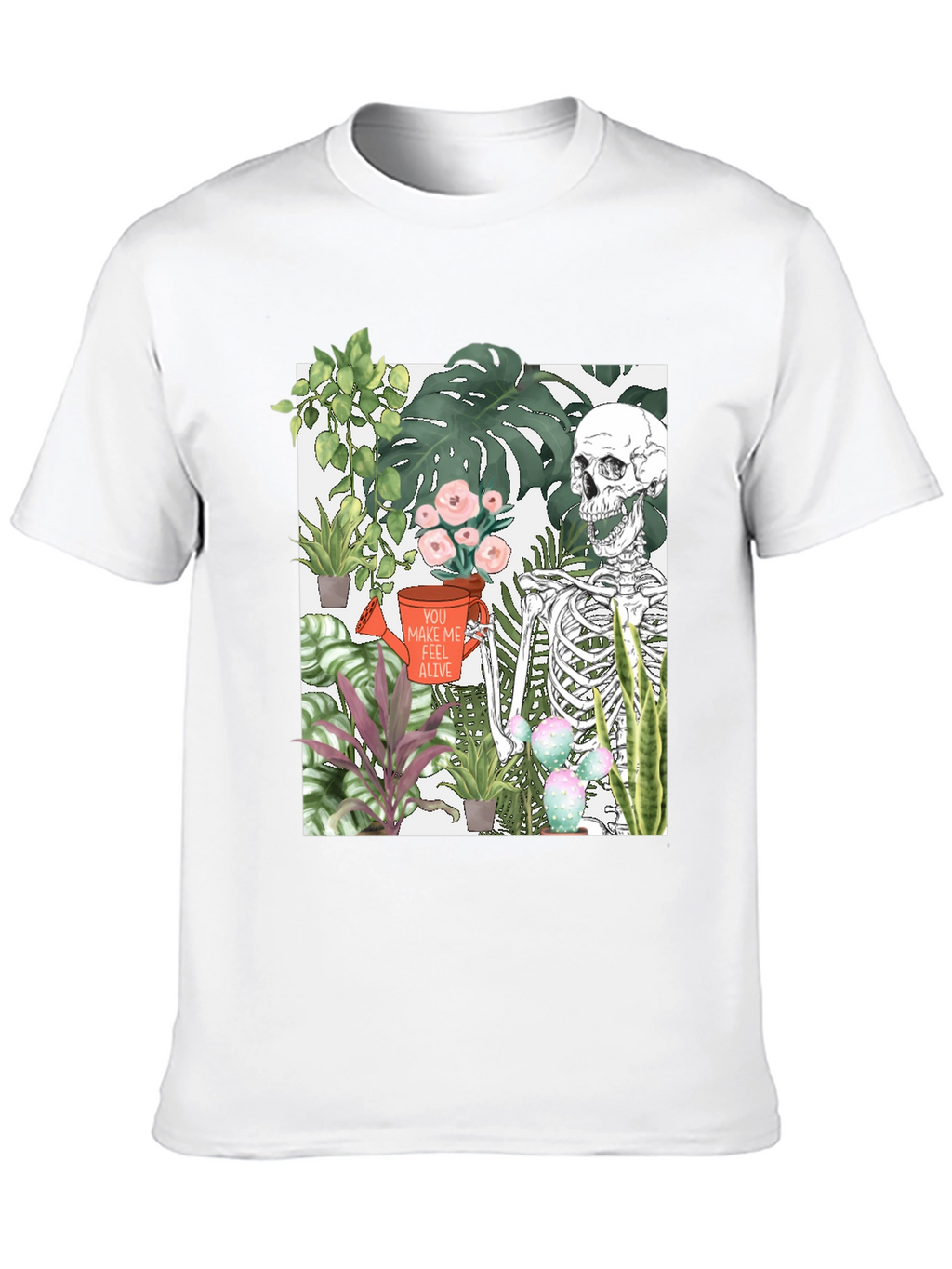 Skeleton & Plants Graphic Tee - Feel Alive!